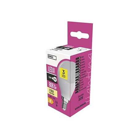 LED żarówka EMOS Lighting E14, 220-240V, 7.3W, 806lm, 2700k, ciepła biel, 30000h, Classic 86x45x45 mm