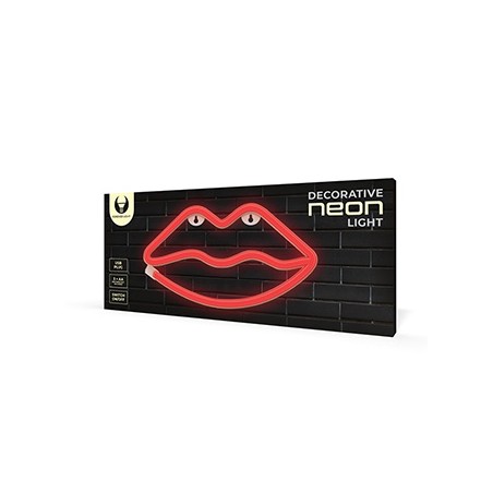Neon LED Light LIPS red Bat + USB FLNE08 Forever Light