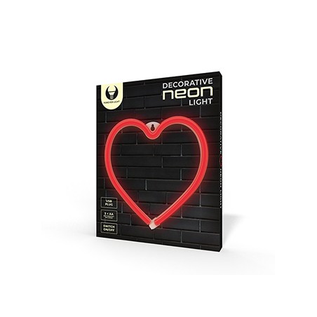 Neon LED Light HEART red Bat + USB FLNE07 Forever Light