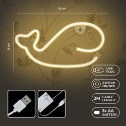 Neon LED Light WHALE warm white Bat + USB FLNE09 Forever Light