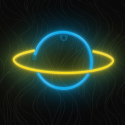 Neon LED Light SATURN yellow blue Bat + USB FLNE11 Forever Light