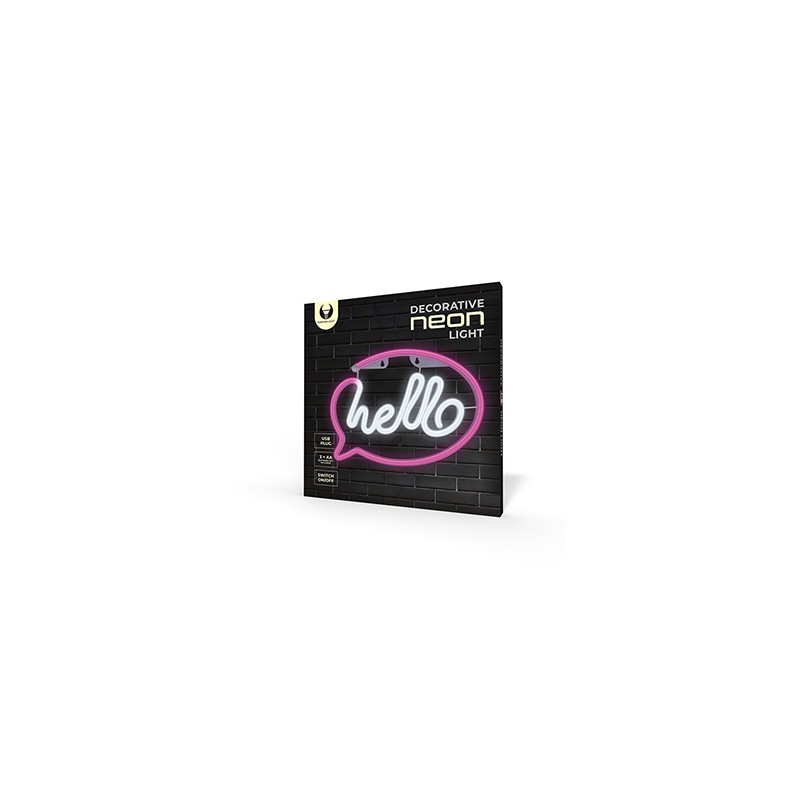 Neon LED Light HELLO pink white Bat + USB FLNE15 Forever Light