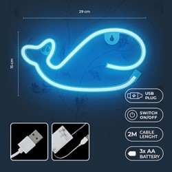Neon LED Light WHALE blue Bat + USB FLNE19 Forever Light