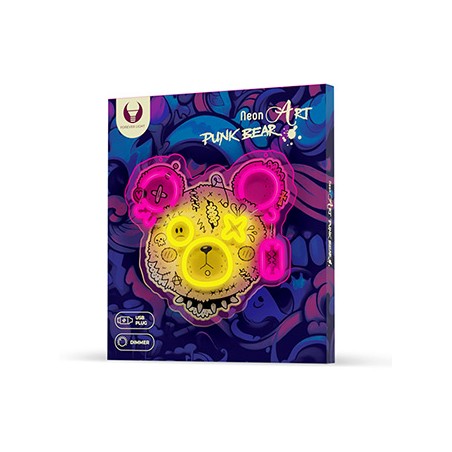 Neon ART LED PUNK TEDDY BEAR pink-yellow FLA01 Forever Light