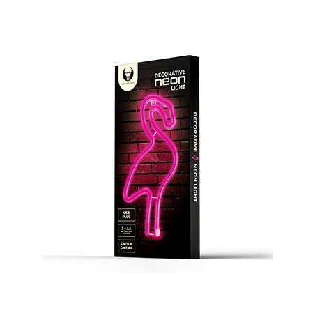 Neon LED Light Flamingo pink Bat + USB FLNE18 Forever Light