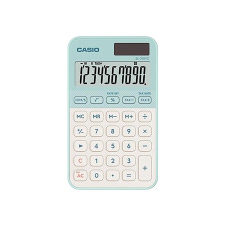 Casio Kalkulator SL 310 YC LG, zielona, 10 miejsc, podwójne zasilanie