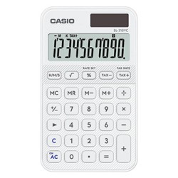 Casio Kalkulator SL 310 YC WE, biała, kieszonkowy, 10 miejsc, podwójne zasilanie