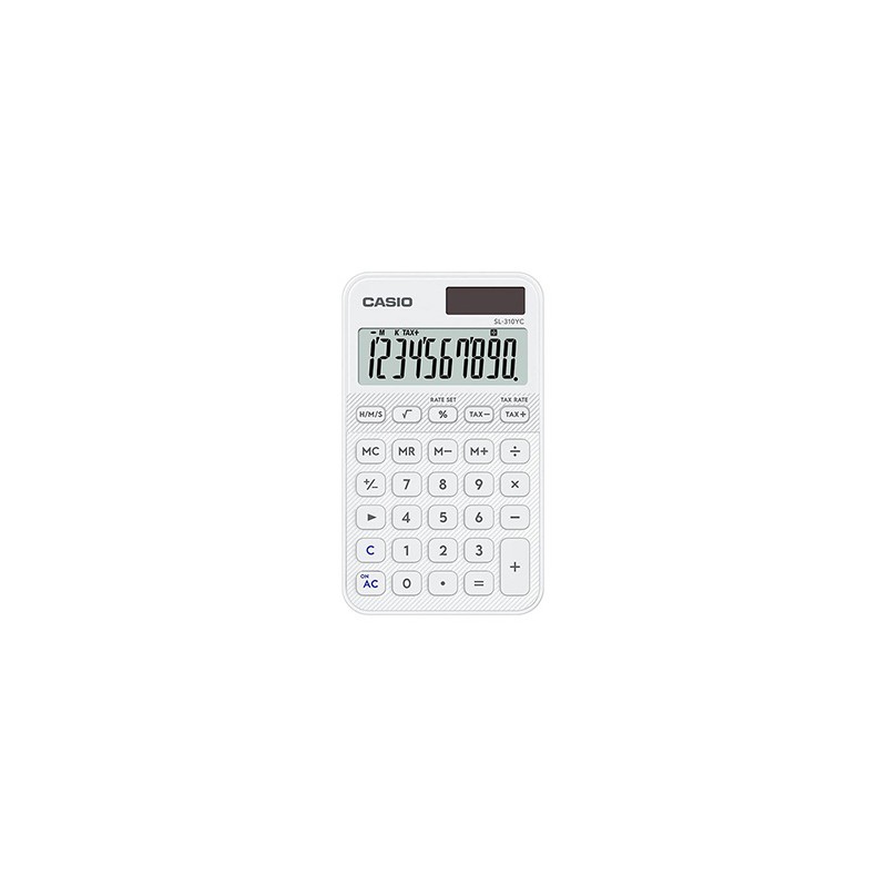 Casio Kalkulator SL 310 YC WE, biała, kieszonkowy, 10 miejsc, podwójne zasilanie