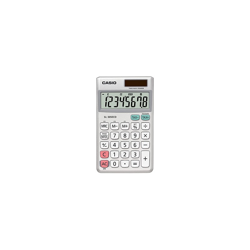 Casio Kalkulator SL 305 ECO, srebrna, kieszonkowy, 8 miejsc