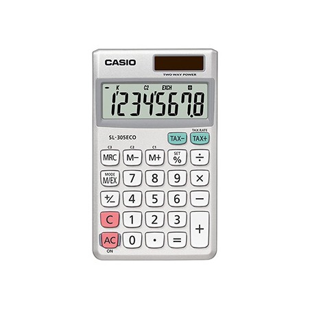 Casio Kalkulator SL 305 ECO, srebrna, kieszonkowy, 8 miejsc