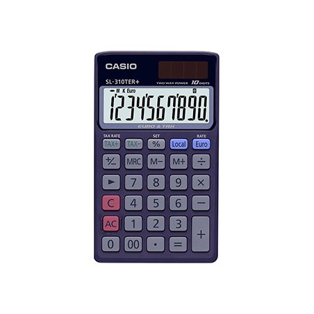 Casio Kalkulator SL 310 TER+, niebieska, kieszonkowy, 10 miejsc, podwójne zasilanie