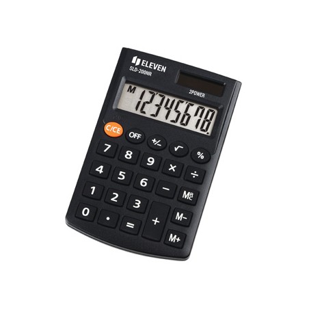 Eleven Kalkulator SLD200NR, czarna, kieszonkowy, 8 miejsc
