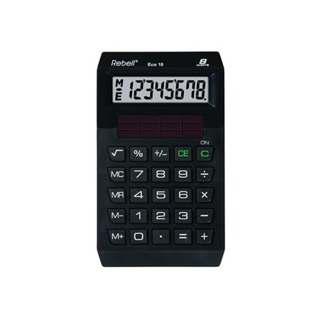 Rebell Kalkulator ECO 10, czarna, kieszonkowy, 8 miejsc