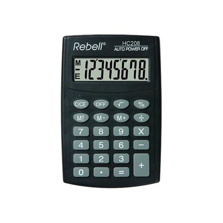 Rebell Kalkulator RE-HC208 BX, czarna, kieszonkowy, 8 miejsc