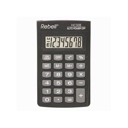 Rebell Kalkulator RE-HC308 BX, czarna, kieszonkowy, 8 miejsc