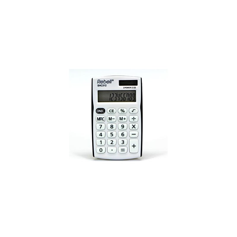 Rebell Kalkulator RE-SHC312BK BX, biało-czarny, kieszonkowy, 12 miejsc