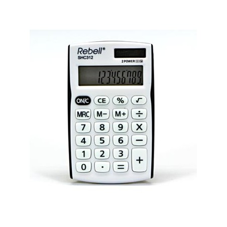 Rebell Kalkulator RE-SHC312BK BX, biało-czarny, kieszonkowy, 12 miejsc