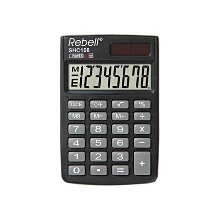 Rebell Kalkulator RE-SHC108 BX, RE-SHC100N BX, czarna, kieszonkowy, 8 miejsc