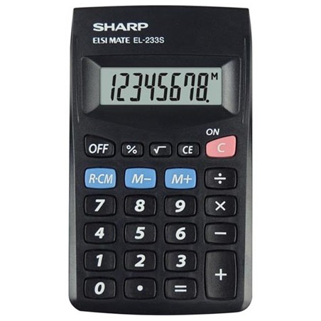 Sharp Kalkulator EL-233S, czarna, kieszonkowy, 8 miejsc