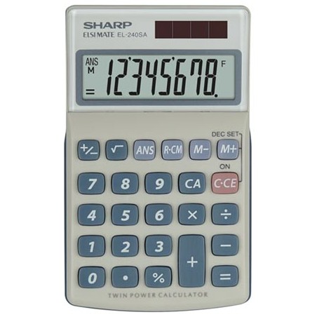 Sharp Kalkulator EL-240SA, srebrna, kieszonkowy, 8 miejsc
