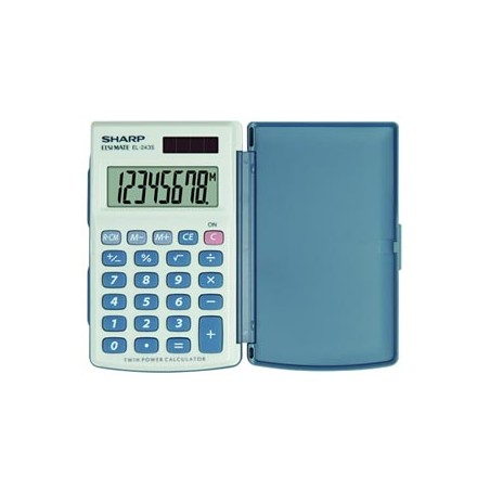 Sharp Kalkulator EL-243S, szaro-niebieska, kieszonkowy, 8 miejsc