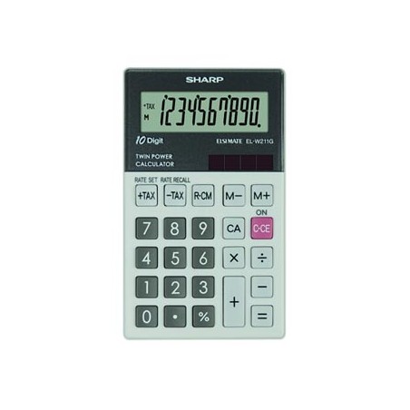 Sharp Kalkulator EL-W211GGY, szara, kieszonkowy, 10 miejsc