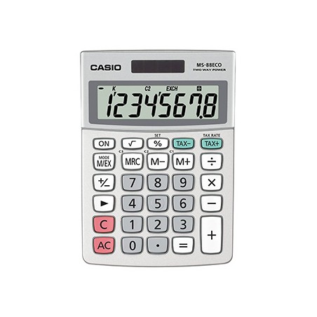 Casio Kalkulator MS 88 ECO, srebrna, stołowy