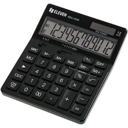 Eleven Kalkulator SDC-333X-BK, czarna, biurkowy, 12 miejsc, podwójne zasilanie