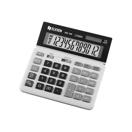 Eleven Kalkulator SDC368, biało-czarny, biurkowy, 12 miejsc, podwójne zasilanie