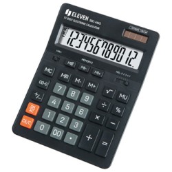 Eleven Kalkulator SDC-444S, czarna, biurkowy, 12 miejsc, podwójne zasilanie