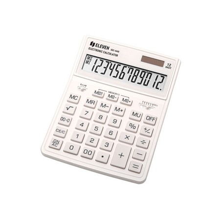 Eleven Kalkulator SDC444XRWHE, biała, biurkowy, 12 miejsc, podwójne zasilanie