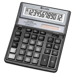 Eleven Kalkulator SDC-888X-BK, czarna, biurkowy, 12 miejsc, podwójne zasilanie