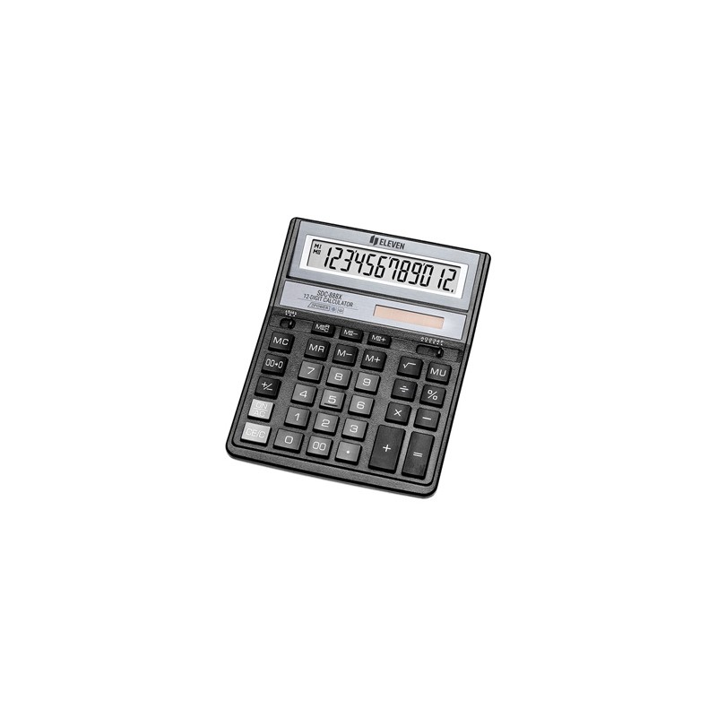 Eleven Kalkulator SDC-888X-BK, czarna, biurkowy, 12 miejsc, podwójne zasilanie