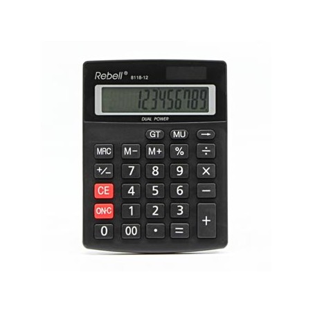 Rebell Kalkulator RE-8118-12 BX, czarna, biurkowy, 12 miejsc
