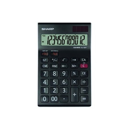 Sharp Kalkulator EL-125TWH, czarno-biały, biurkowy, 12 miejsc