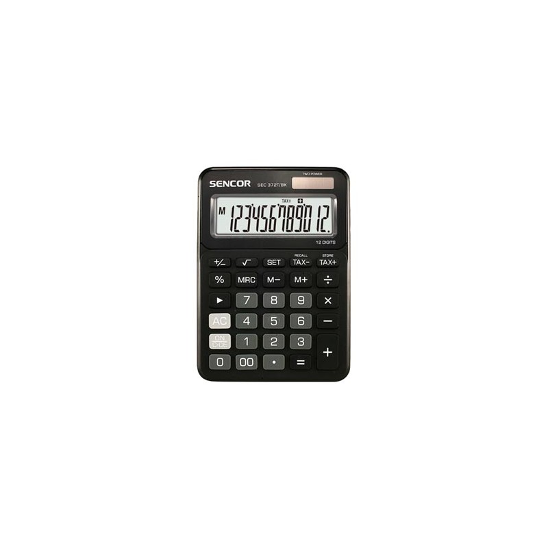 Sencor Kalkulator SEC 372T/BK, czarna, biurkowy, 12 miejsc