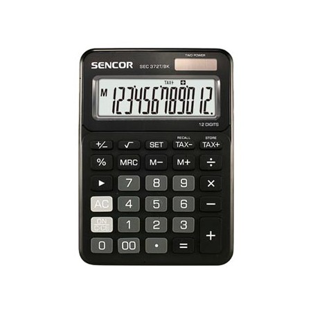 Sencor Kalkulator SEC 372T/BK, czarna, biurkowy, 12 miejsc