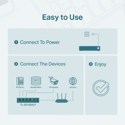 TP-LINK switch TL-SG1005LP PoE(4- porty), 1000Mbps, auto MDI/MDIX