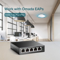 TP-LINK switch TL-SG1005LP PoE(4- porty), 1000Mbps, auto MDI/MDIX