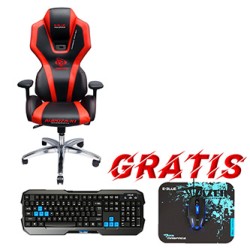 Dla gracza fotel E-blue AUROZA, czerwona, podświetlona, + zestaw gamingowy Polygon