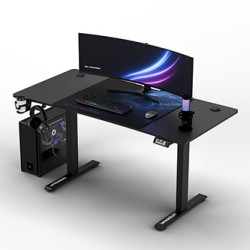ULTRADESK Biurko dla gracza LEVEL V2 BLUE, 140x68cm, 72-117cm, elektycznie regulowany
