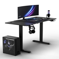 ULTRADESK Biurko dla gracza LEVEL V2 BLUE, 140x68cm, 72-117cm, elektycznie regulowany