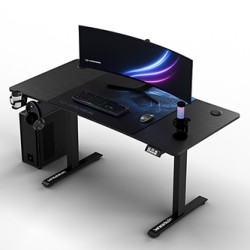 ULTRADESK Biurko dla gracza LEVEL V2 BLUE, 140x68cm, 72-117cm, elektycznie regulowany