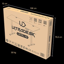 ULTRADESK Biurko dla gracza LEVEL V2 BLUE, 140x68cm, 72-117cm, elektycznie regulowany