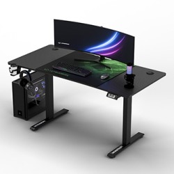 ULTRADESK Biurko dla gracza LEVEL V2 GREEN, 140x68cm, 72-117cm, elektycznie regulowany
