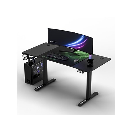 ULTRADESK Biurko dla gracza LEVEL V2 GREEN, 140x68cm, 72-117cm, elektycznie regulowany