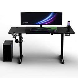ULTRADESK Biurko dla gracza LEVEL V2 GREEN, 140x68cm, 72-117cm, elektycznie regulowany