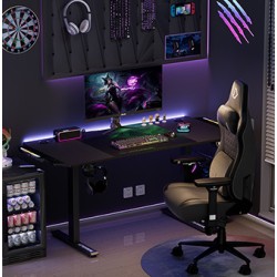 ULTRADESK Biurko dla gracza LEVEL V2 GREEN, 140x68cm, 72-117cm, elektycznie regulowany