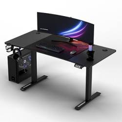 ULTRADESK Biurko dla gracza LEVEL V2 RED, 140x68cm, 72-117cm, elektycznie regulowany