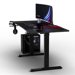 ULTRADESK Biurko dla gracza LEVEL V2 RED, 140x68cm, 72-117cm, elektycznie regulowany